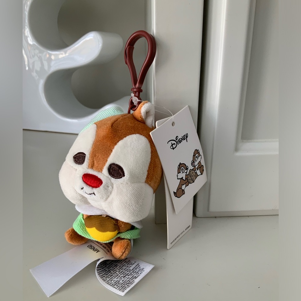 DISNEY MINISO Chip N Dale Collection Pajama Party Plush Keychain Bag Charm NEW